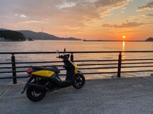 日食後の夕日とBW'S